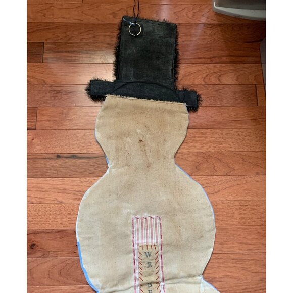 Vintage Quilted Snowman Wall Hanging with Top Hat & Buttons 45" tall - Picture 15 of 16